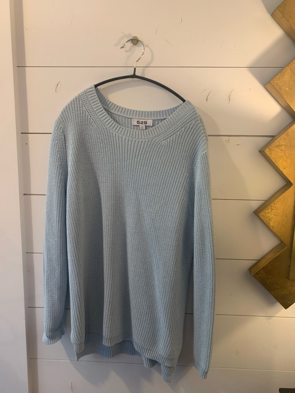 XS 525 America light blue cotton shaker sweater.